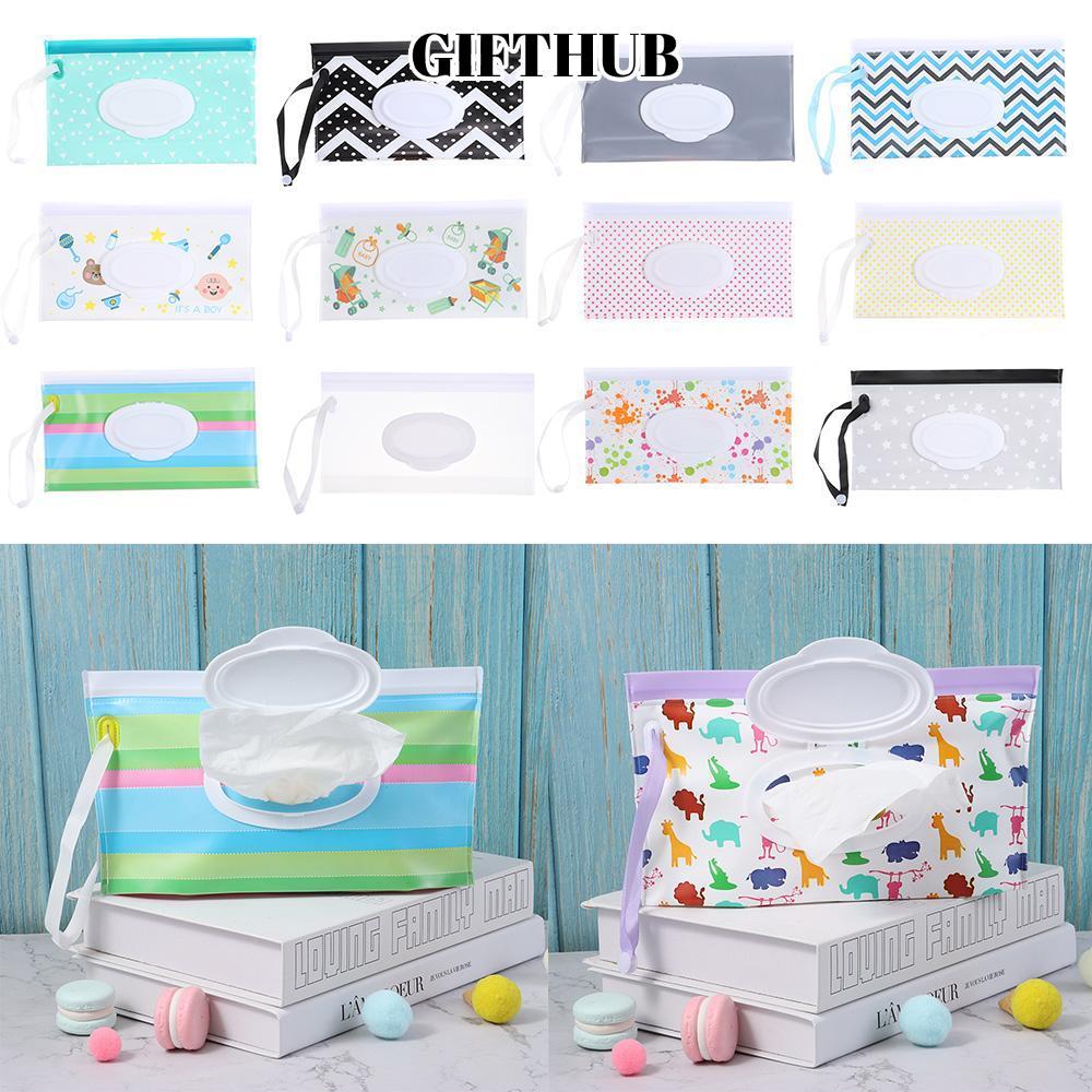 LULLABY กระเป๋าทิชชู่เปียก, อุปกรณ์เสริมสําหรับรถเข็นเด็ก กระเป๋าเครื่องสําอางแบบ Snap-Strap, กล่องเ