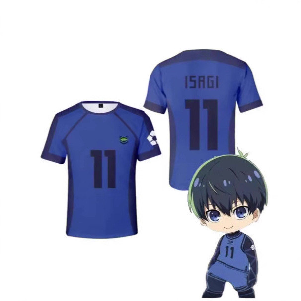 BLUE LOCK Isagi เสื้อยืดชายเทรนด์สั้นสั้นเสื้อยืดสําหรับผู้ชายเสื้อยืดกระดุมเสื้อแฟชั่นลําลองล็อคสีน