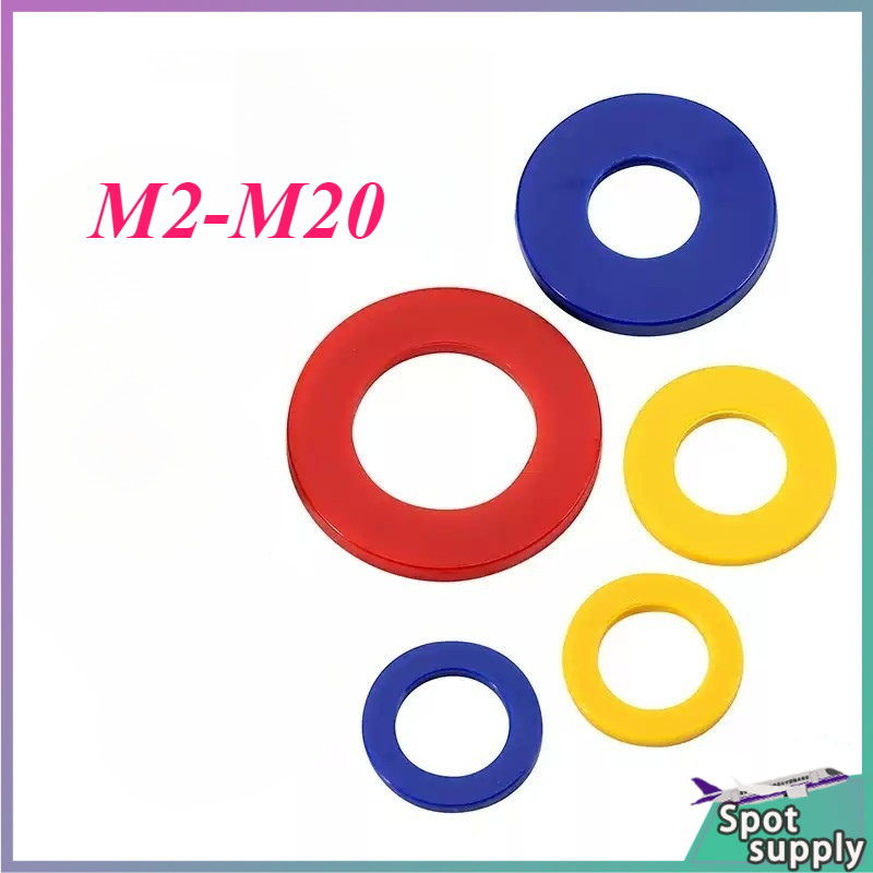 จานแบนไนลอน ปะเก็นพลาสติก ปะเก็นฉนวน แดง/น้ําเงิน/เหลือง M2-M20 HJ-L001