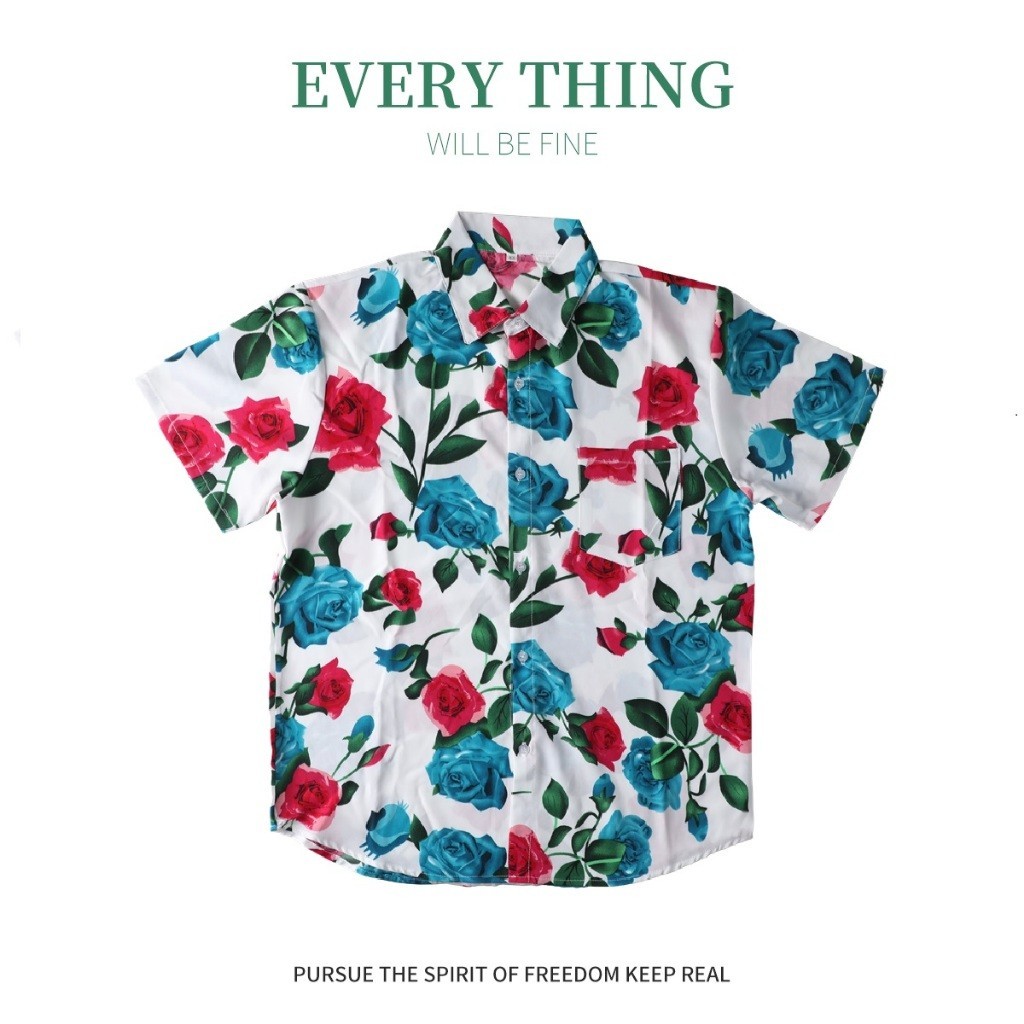 ส่งในไทย เสื้อฮาวายลายดอก ใส่ได้ทั้งชายหญิง ผ้าไหมญี่ปุ่น ใส่สบาย เที่ยวสงกรานต์สุดปัง แมทช์ง่าย สไตล์สายแฟ