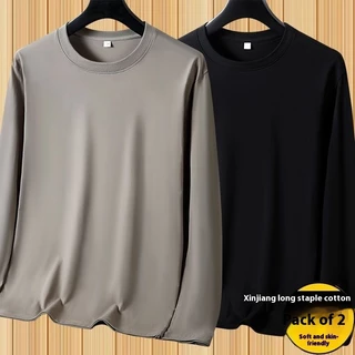 เสื้อยืดแขนยาวผู้ชาย ใส่สบายและนุ่ม ระบายอากาศได้ดี สไตล์ลำลอง