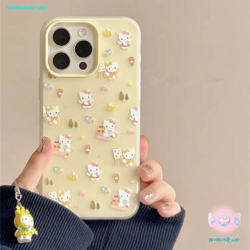 เคสสำหรับไอโฟน15 พร้อมส่ง แมวเคธี สติ๊กเกอร์ เคสครอบสองชั้นสีสัน For IPhone17 16 11 12 13PROMAX 15 14 PLUS 6/7/8 XR XS