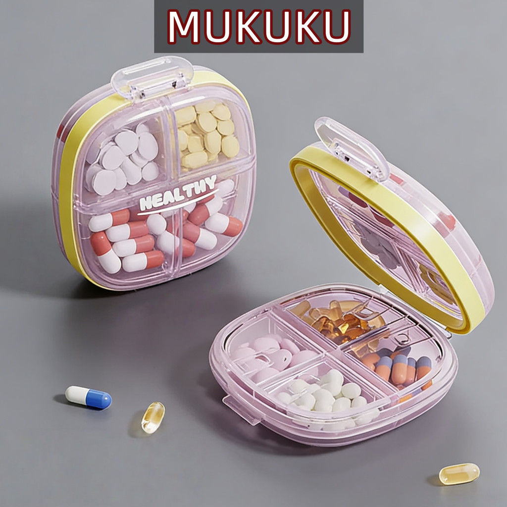 MUKUKU กล่องใส่ของ กล่องใส่ยา ฝาปิดแยกอิสระ กันชื้น กันน้ำ มัลติฟังก์ชั่น แบ่งส่วน ใช้งานง่าย