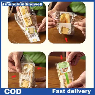 Twth 100 ชิ้นแซนวิช Wrappers พิเศษทิ้งง่ายฉีกขาดสามเหลี่ยมโปร่งใสเค้กเบเกอรี่ขนมปัง Paaging กระเป๋า QDD
