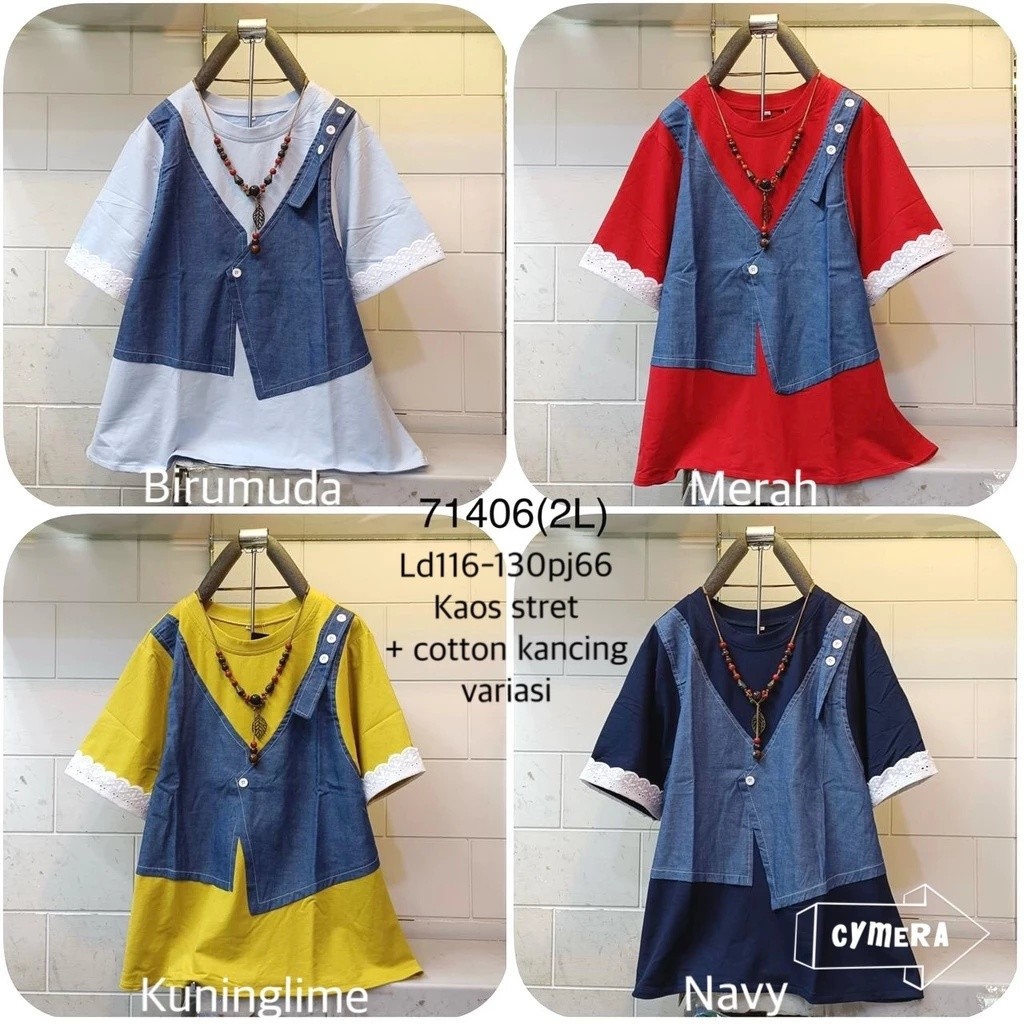 71406 เสื้อท็อปเสื้อเบลาส์ ฮานะ 2ล