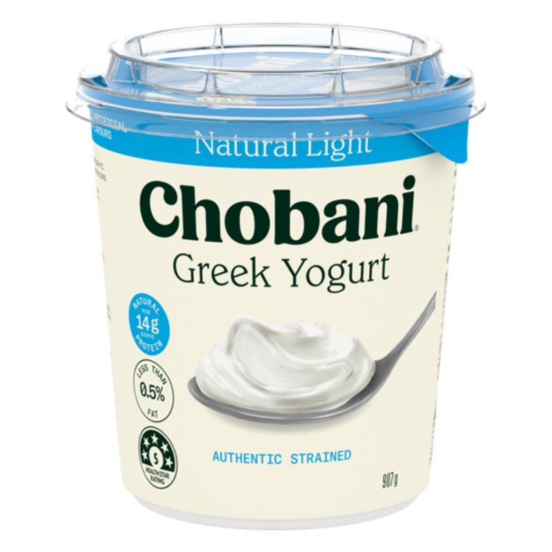 โชบานิกรีกโยเกิร์ตเพลนแฟตฟรี 907กรัม Chobani Greek Yogurt Plain Fat Free 907g. [หมายเลขบาร์โค้ด 9310