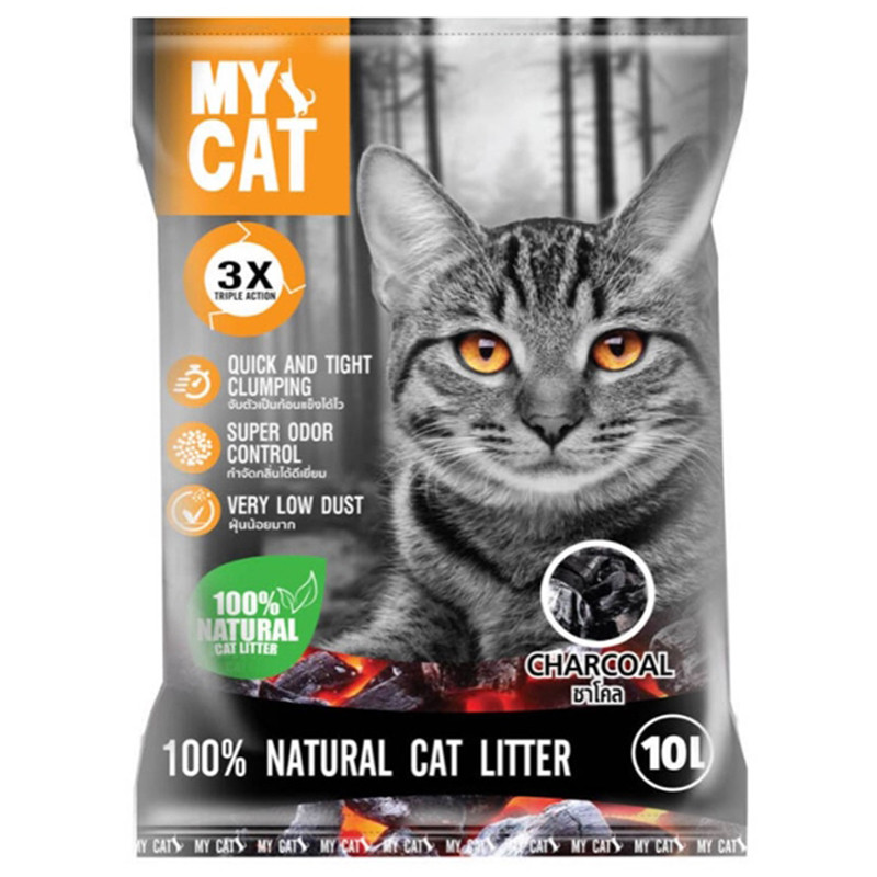 มายแคททรายแมวเบนโทไนท์กลิ่นชาโคล 10ลิตร Mycat Bentonite Cat Litter Charcoal Scent 10ltr. [8858788702