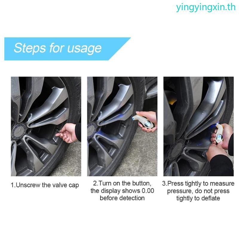 YIN เครื่องวัดความดันลมยางดิจิตอล 140PSI 9 9Bar เครื่องตรวจสอบความดันยาง Universal สําหรับรถบรรทุก B