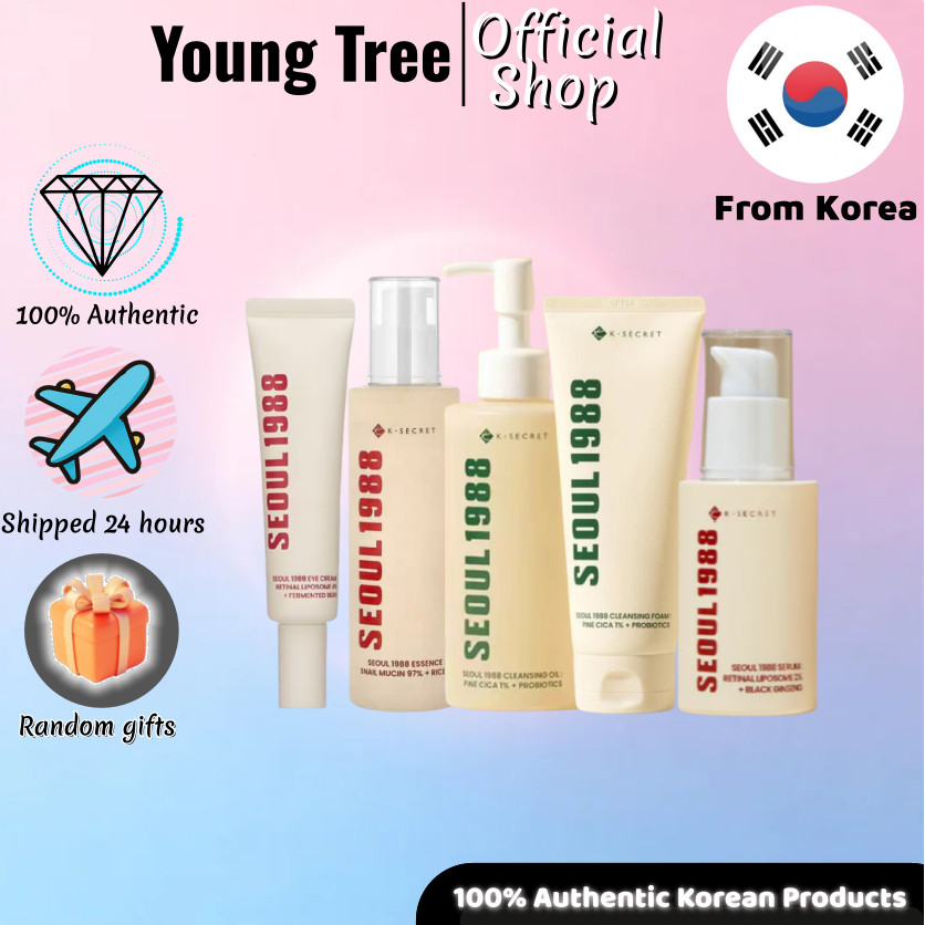 [K-SECRET] SEOUL 1988 คลีนซิ่งออยล์ 200ml/คลีนเซอร์ 150ml/Retinol Black Ginseng Extract 30ml/Retinol Soy Eye Cream 30ml/สารสกัดหอยทาก 97% 100ml