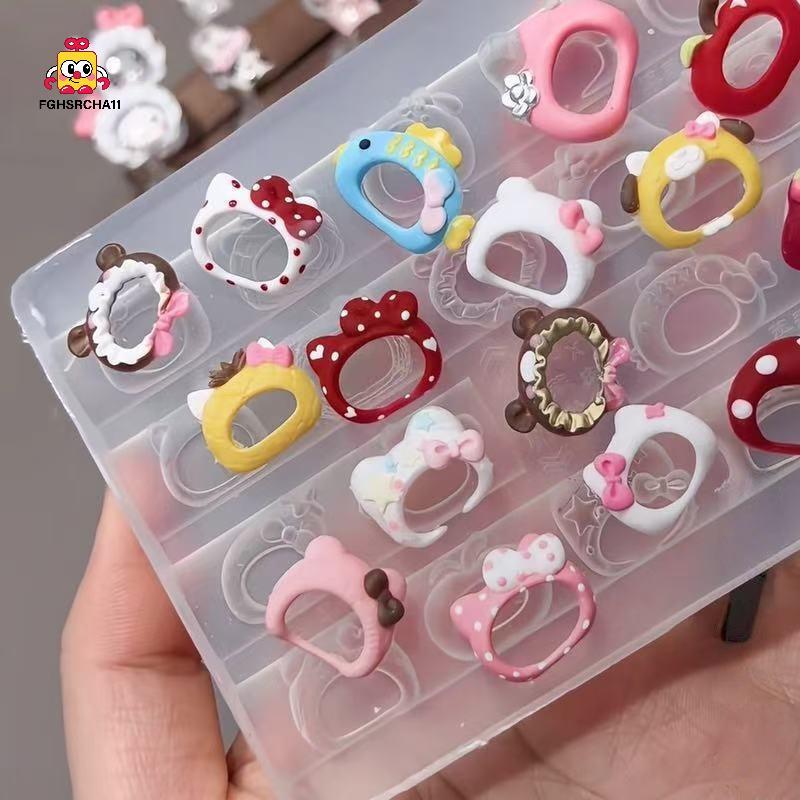 FG การ์ตูน Hello Kitty 3D ซิลิโคนเล็บแม่พิมพ์สําหรับเล็บ Charms DIY ตกแต่งเล็บ Soft Stamping แม่พิมพ์เล็บออกแบบเครื่องมือ HS