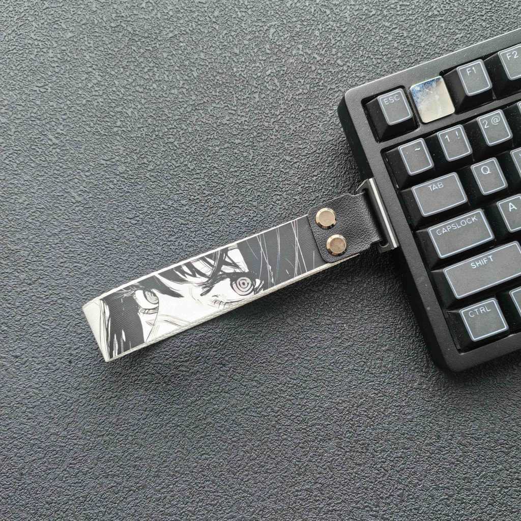 Anime Devils Eye Keyboard Ribbon Strap for Wooting 60HE ATK68 Nylon PU Strap with 3M Tape & Screws