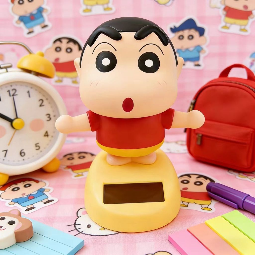 Crayon Shin-Chan เครื่องประดับพลังงานแสงอาทิตย์เขย่าหัวตุ๊กตา Decompression ของเล่นเด็กเดสก์ท็อปตกแต่งเครื่องประดับรถ
