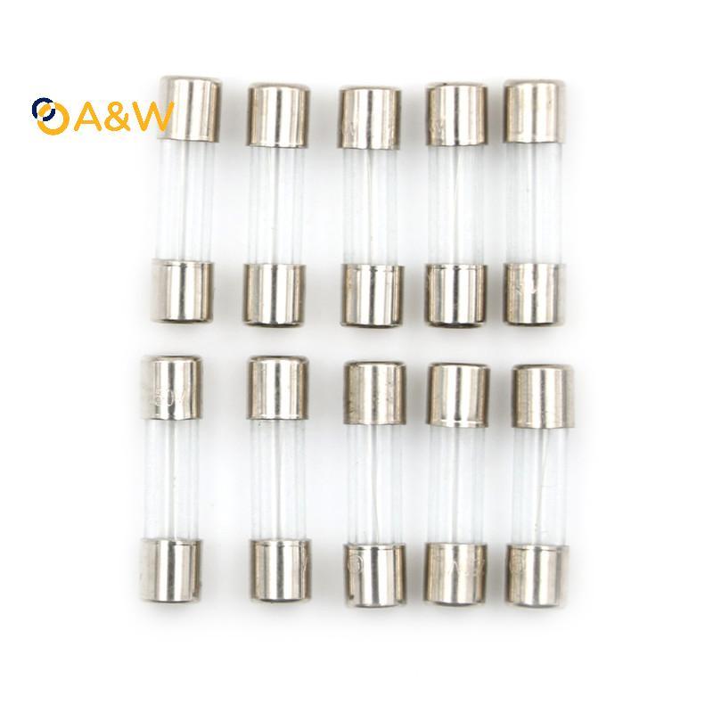 A&W 10 ชิ้นหลอดแก้วฟิวส์ 5 มม.x 20 มม.1.6A T1.6A 250V ช้าเป่า 1.6Amps