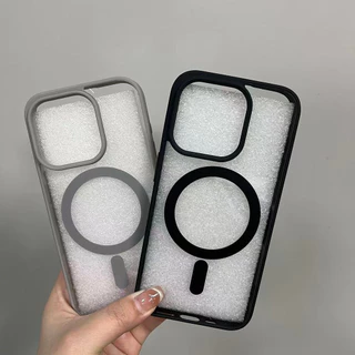 เคสโทรศัพท์แม่เหล็กแบบเรียบง่าย ใช้ได้กับ iPhone 13Pro/11/12ProMax/14/15/16Plus ดีไซน์แม่เหล็กคุณภาพสูงช่วยปกป้องเลนส์