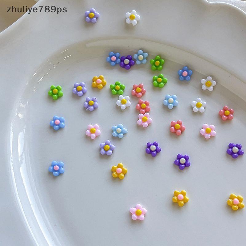 Zuliye789ps 50 ชิ้นดอกไม้เล็กๆเล็บ Charms 3D เรซิ่น 5 รูปที่ 6