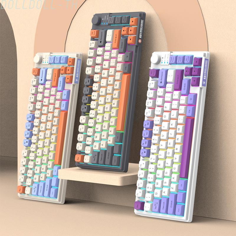 [Dolldoll]Gaming Keyboard Wired Connection Mechanical Keyboard Multi Function Knob