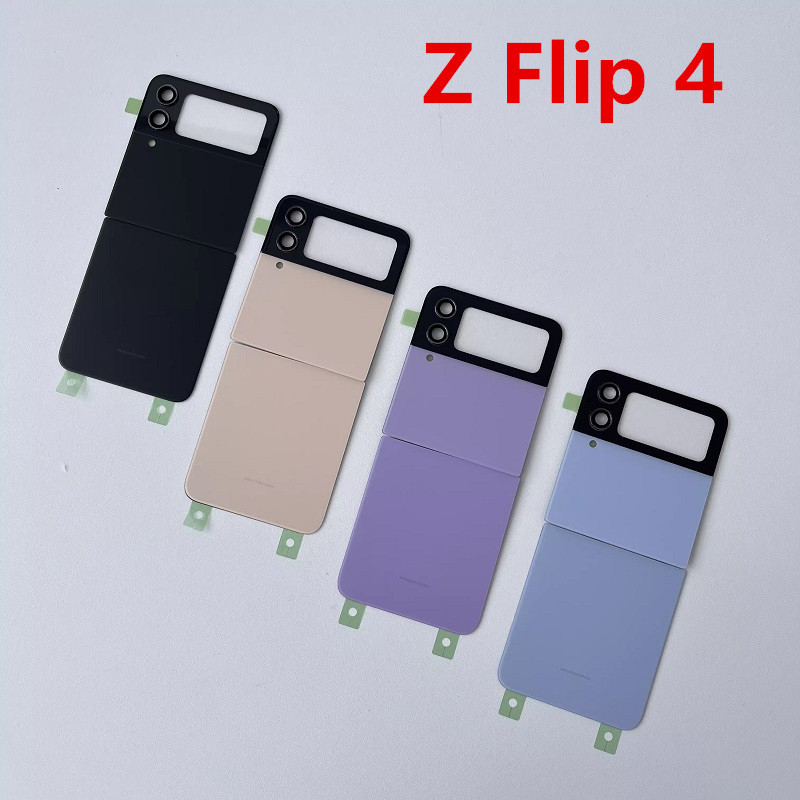 F721 Flip4 สําหรับ Samsung Galaxy Z Flip 4 SM-F721 6.7 "แบตเตอรี่แก้วปกหลังซ่อมเปลี่ยนประตูโทรศัพท์ด