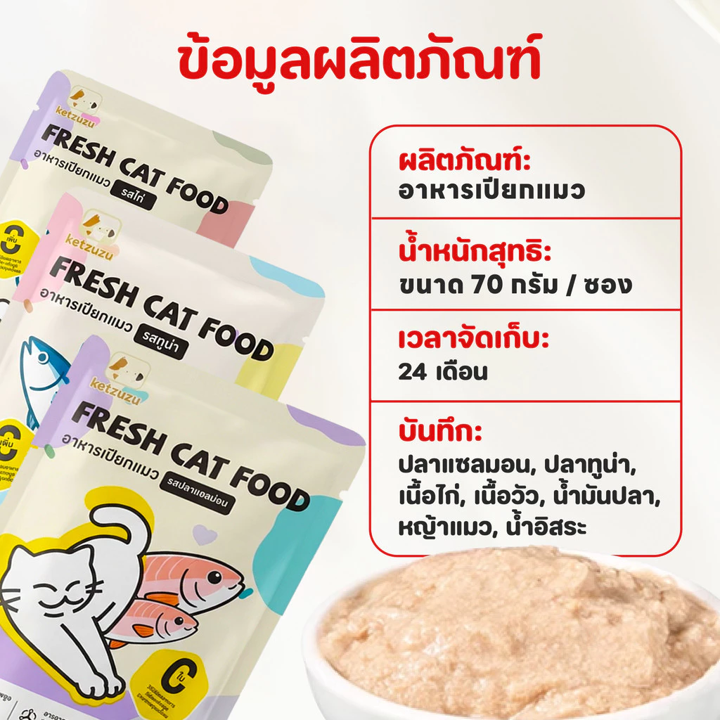 Ketzuzu อาหารแมวซอง 70g เสริม Omega 3&6 บำรุงขน thumbnail 10