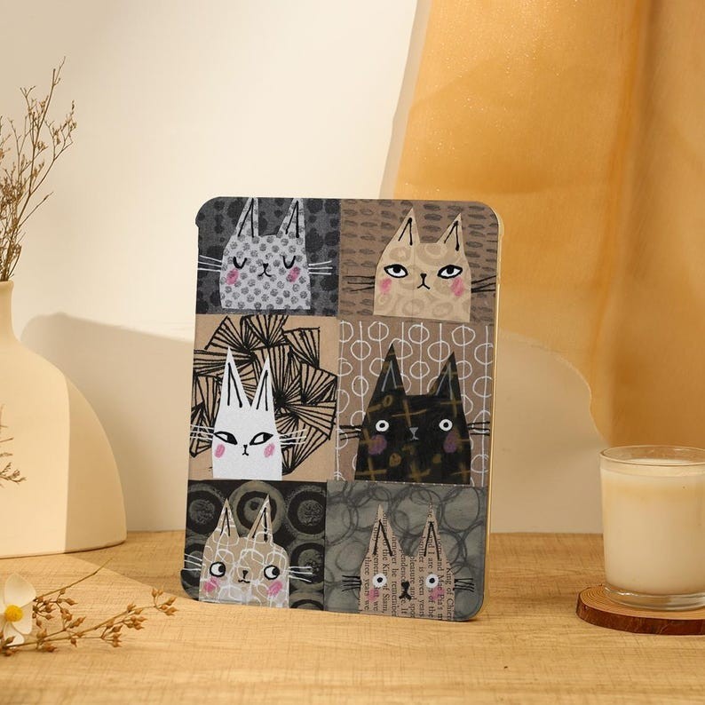 เคส iPad แมวน่ารัก,เคส iPad Air สําหรับ 13"/11"iPad Pro 2024,13"เคส iPad Air 6,เคส iPad mini 6,10.9"