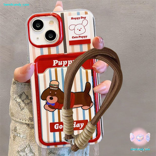 ส่งจากไทย เคสสำหรับไอโฟน14 ลายแดง หมาดัชชุนด์ เคสช่องใส่การ์ด สายข้อมือ For iPhone17 16 11 12 13PROMAX 14 15PLUS 7/8 SE2