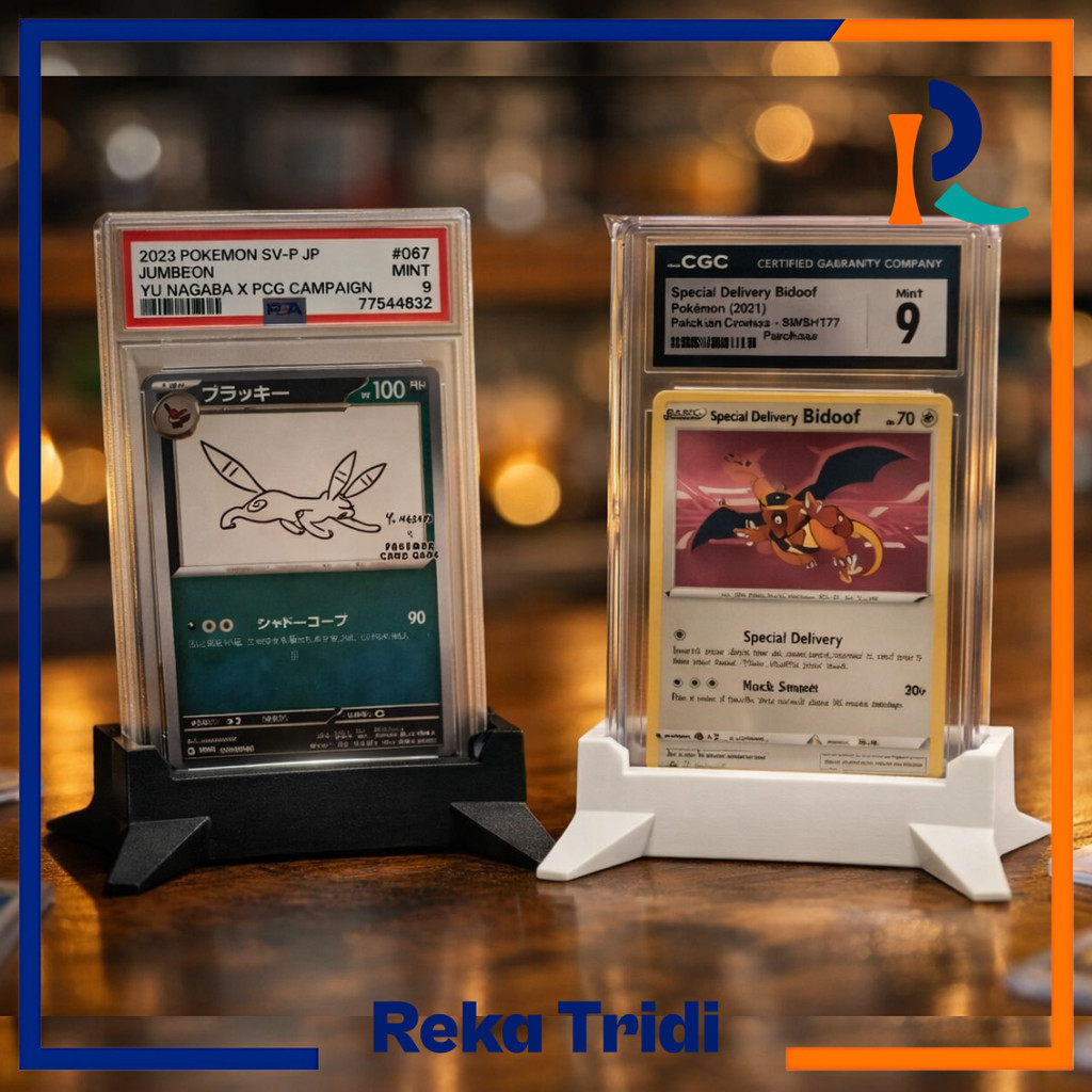 ที่วางขาตั้งการ์ดโปเกมอนระดับพรีเมียมหรูหราสําหรับการ์ด PSA Toploader และ Sleeved