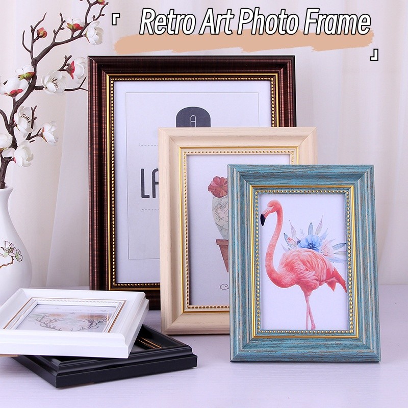 กรอบรูปไม้สไตล์ยุโรปวินเทจ | Tabletop & Wall Mount Decor สําหรับ 6/7/8/10 นิ้ว & A4 รูปภาพตกแต่งบ้านกรอบรูป
