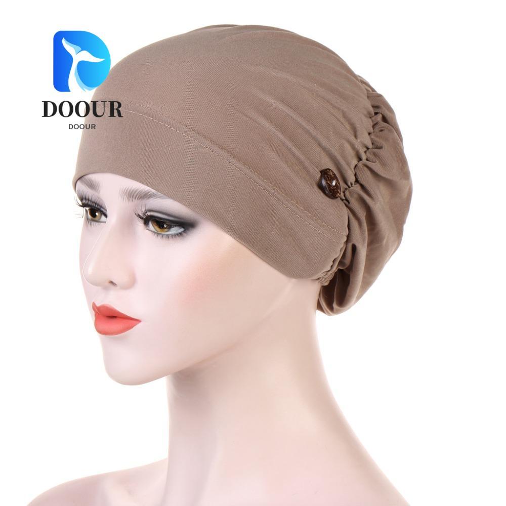 DOOUR Chemo Cap, Cotton Ear Protection Pleated Turban, Solid Color Hair Accessories Cotton Turban Wo
