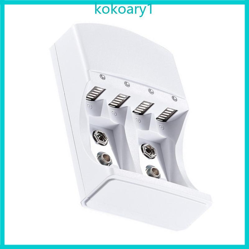 KOKO 4 Slot LR06 LR03 Charger Wall พร้อมไฟ LED สําหรับแบตเตอรี่ 9V