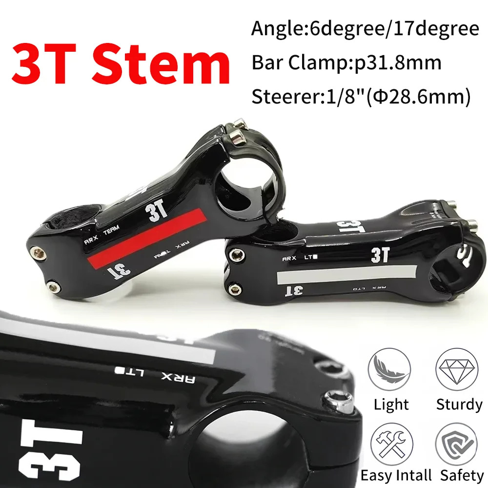 จักรยานอะไหล่ แบรนด์ 3T Carbon Stem T800 สำหรับจักรยานทุกประเภท มุมเลือกได้ 6/17 องศา และเส้นผ่านศูน
