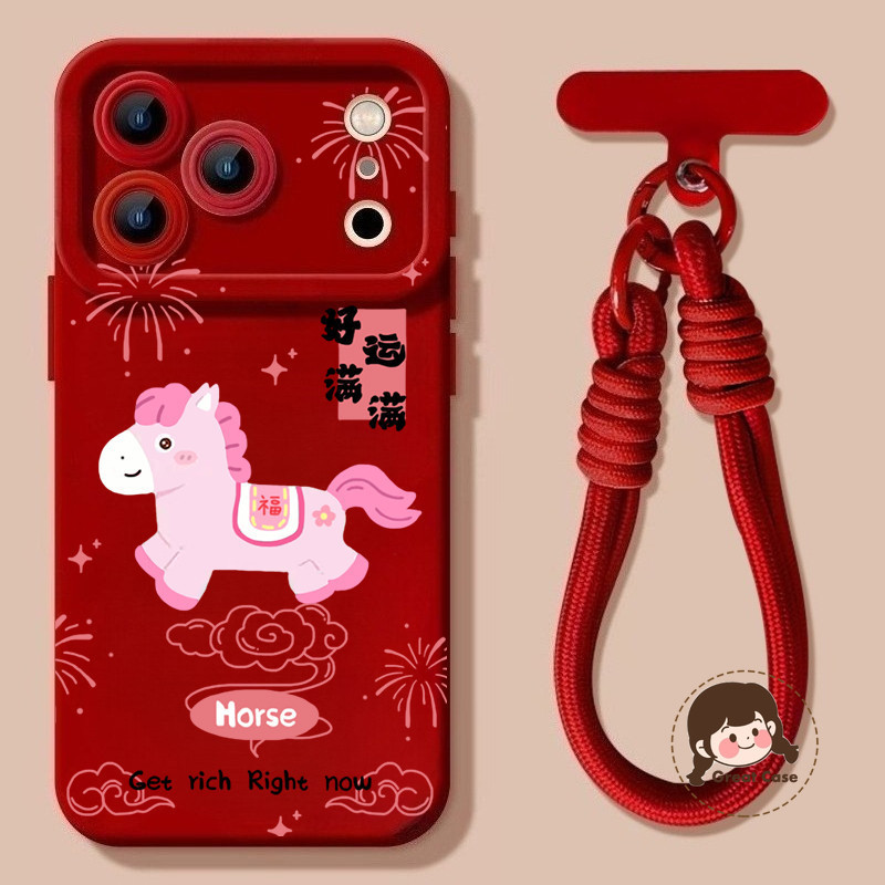 น่ารัก Pony ปีใหม่สีแดงเคสโทรศัพท์สําหรับ Realme 9 Pro Plus 8 7 6 5 Pro 8s 8i 7i Global 6s 5s 5i 6i 