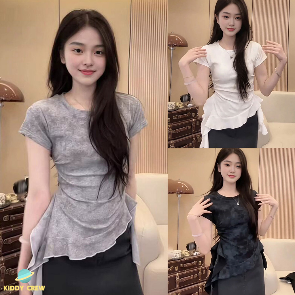 เสื้อยืดทรงปล่อย คอกลม สไตล์เกาหลี
