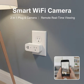 【2026 รุ่นใหม่】กล้องวงจรปิดปลั๊กอเนกประสงค์, กล้อง WiFi ความละเอียดสูงระดับ FHD 1080P, ชาร์จอุปกรณ์ได้ 3 ชิ้น