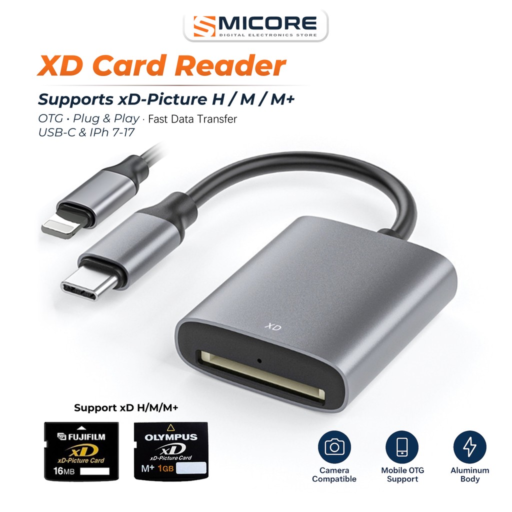 xD Card Reader USB-C OTG สำหรับกล้อง Olympus และ Fujifilm โอนรูปไว รองรับการ์ด xD รุ่น H/M/M+ มาตรฐาน xD-Picture