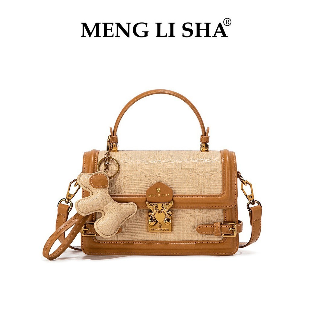 Mengl isha/Mengl isha [ของแท้] Raffia Series Portable Small Square Bag 5275-38#高品质 สต็อกพร้อม