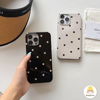 เคสไอโฟน 16 17 สำหรับ iPhone 11 13 15 12 14 Pro Max 7 16 14 15 8 Plus X XR XS Max 15 Pro เคสผิวมันลายจุดน่ารักเรียบง่าย