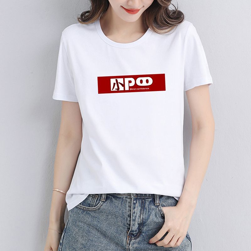 ผ้าฝ้ายแท้เสื้อผ้าผู้หญิงผู้หญิงแขนสั้นใหญ่ tcod ผู้หญิง t ฤดูร้อนขนาดเกาหลีรอบคอรุ่นเสื้อหลวมเสื้อผ