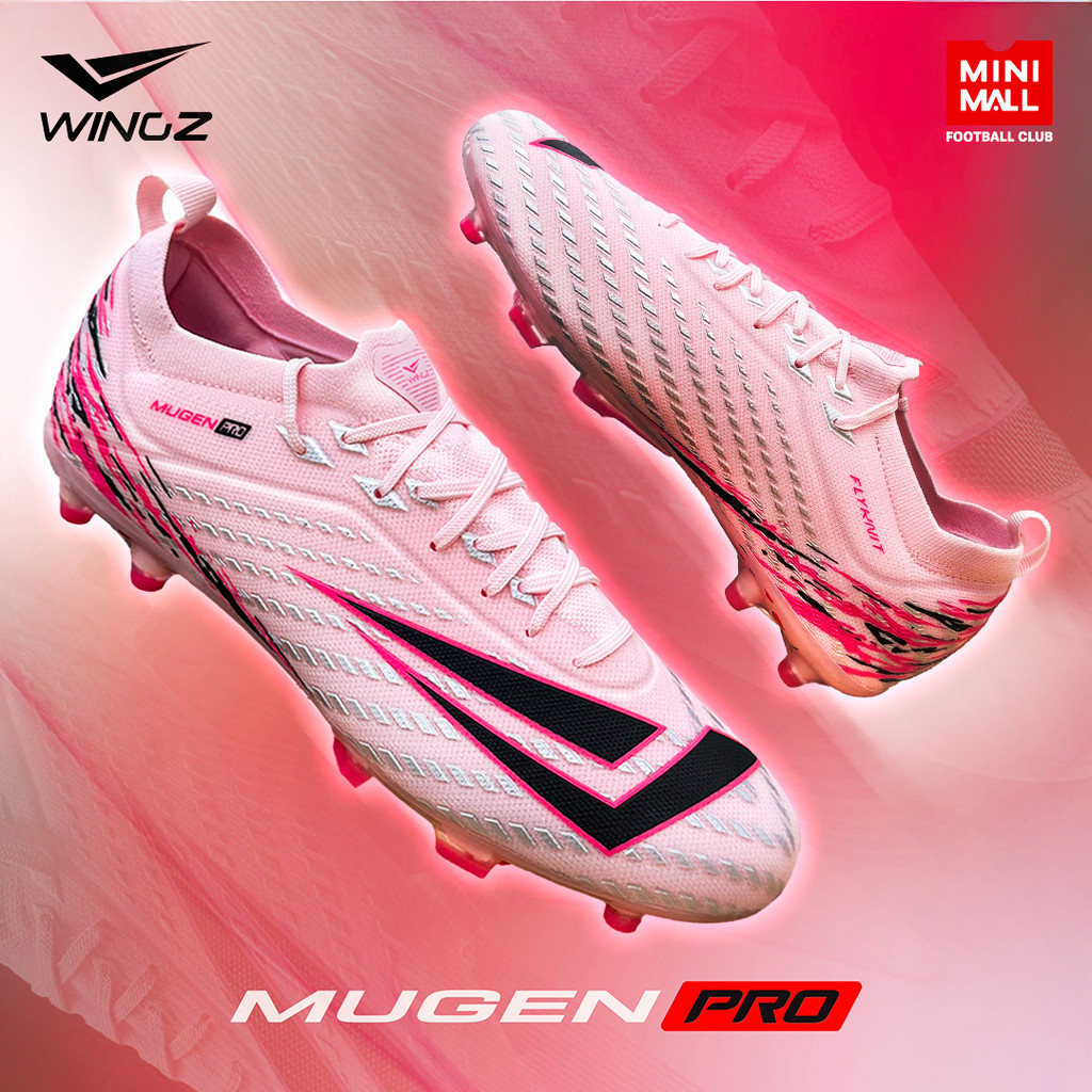COD รองเท้าสตั๊ด WINGZ รุ่น MUGEN PRO รองเท้าฟุตบอล FLYKNIT น้ำหนักเบา ชุดปุ่ม FG ใส่ได้ทุกสภาพสนาม WINGZ X MINI MALL