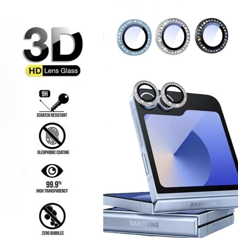 SAMSUNG สําหรับSamsung Galaxy ZFlip 7 ZFlip7 9Dเพชรกล้องเลนส์Protectorแหวนฝาครอบฟิล์มสําหรับSamsung Galaxy Z Flip 7 เลนส์ด้านหลังกระจกนิรภัยProtector