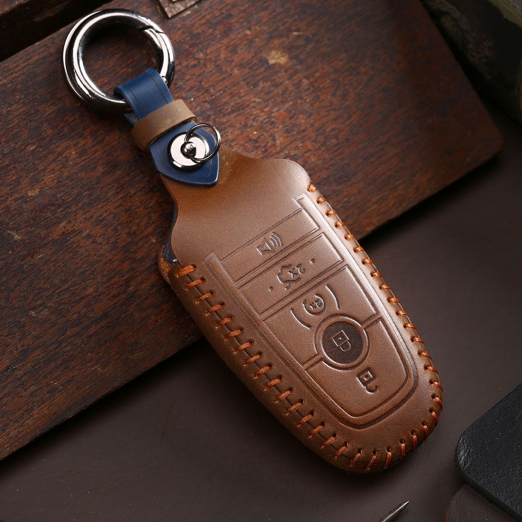 เคสกุญแจรถ เหมาะสําหรับเคสกุญแจฟอร์ด Fox Mondeo Case Sharp World Leather Buckle Case Crazy Horse Lea