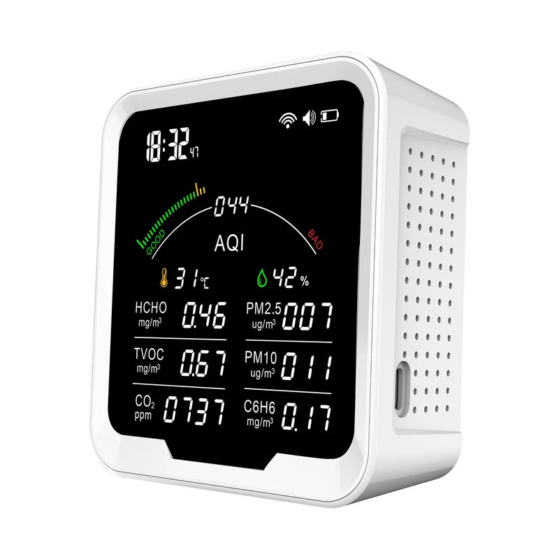 PROTMEX 9 in 1 WifiHCHO C6H6 TVOC PM2.5 PM10 CO2 เครื่องตรวจจับเครื่องวัดอุณหภูมิเครื่องวัดความชื้นน