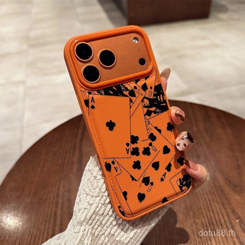 หนังเคสโทรศัพท์ซิลิโคนเล่นไพ่ชุดสีดําแนวโน้มเหมาะสําหรับ iPhone 17promax 17pro 16promax 15promax 16pro 15plus 14pro 13 12 11 promax กันกระแทก OY7W