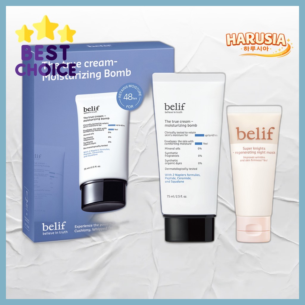 [belif] The True Cream - Moisturizing Bomb 75ml + Regenerating Night Mask 35ml, 1pc by harusia