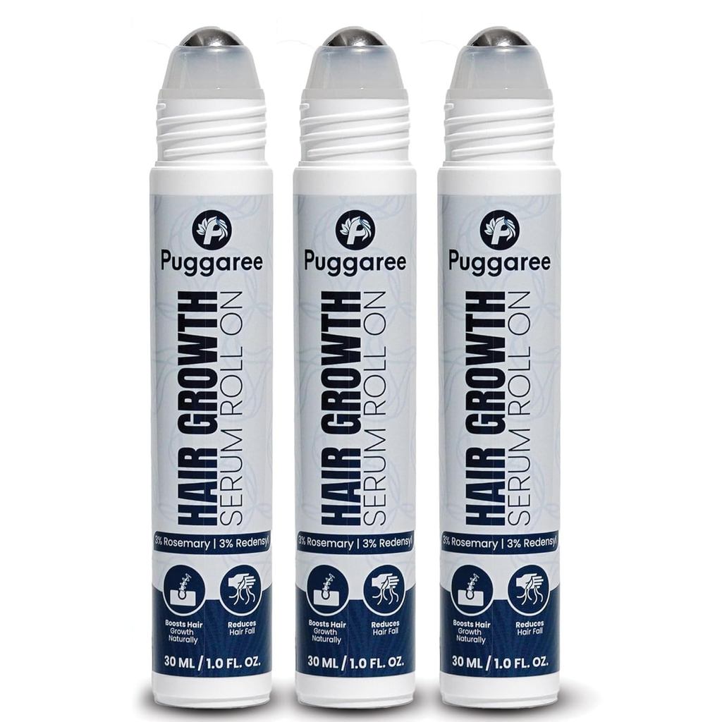 Rosemary Hair Growth Serum Roll-On 3-Pack – โรสแมรี่ 3% Redensyl, DHT-Blocking Scalp Serum เพื่อหนาข