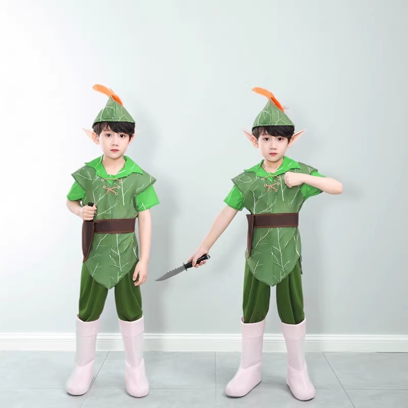 Green Elf Peter Pan Peter Pan Performance เครื่องแต่งกาย Peter Pan คริสต์มาสเด็ก Party Boy Dress Up 