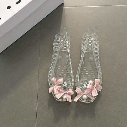 Bow Jelly Shoes Fashion All-Match Crystal Shoes