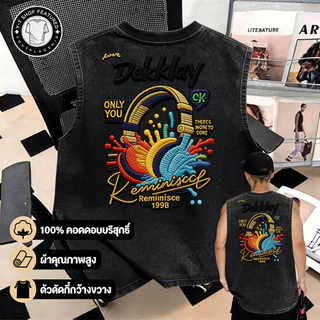 UT shop แขนกุด เสื้อกีฬา oversize ผ้าCotton 100% สบายและนุ่ม หลวม เสื้อแขนกุด 'Colorful dekklay' 3XL