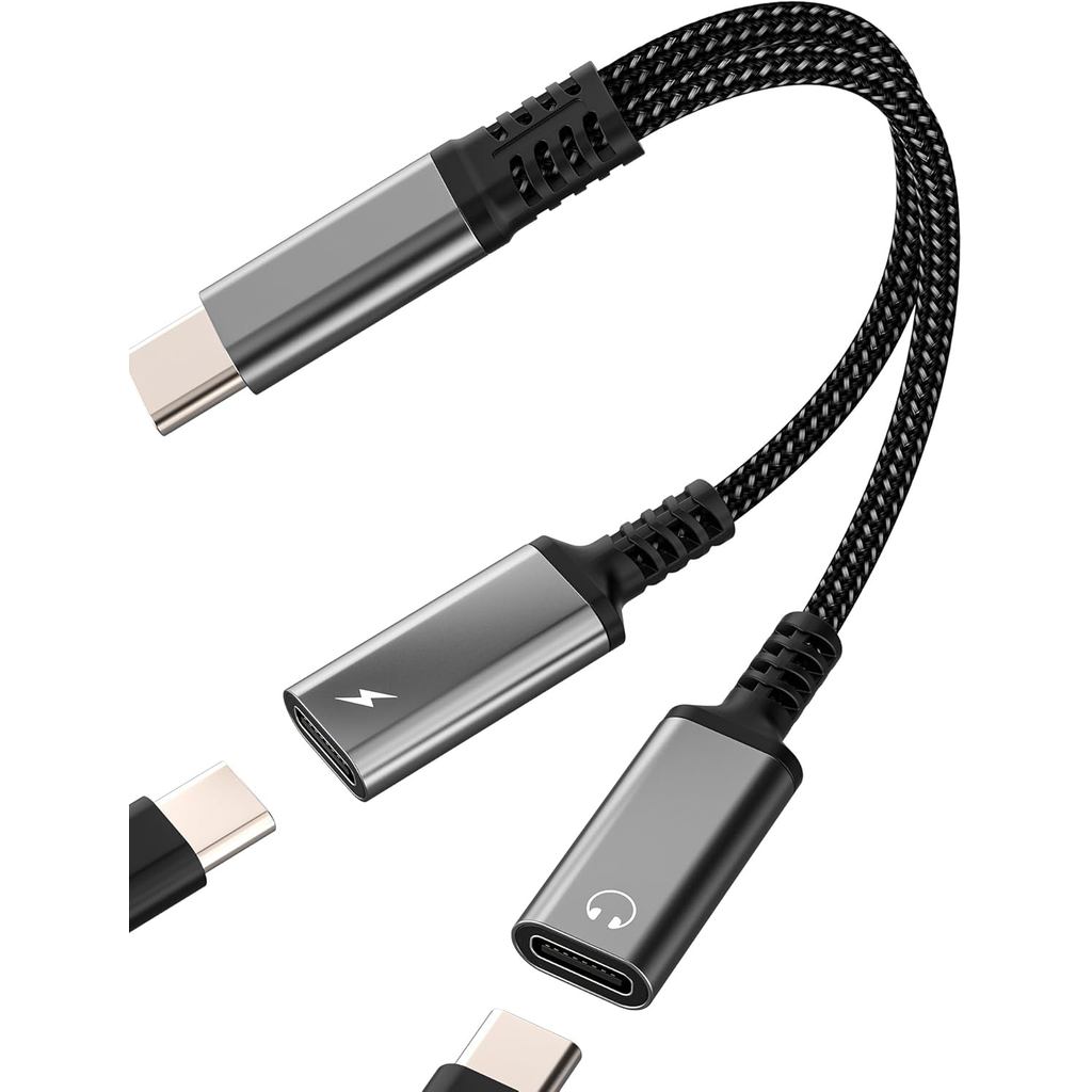Dual USB C อะแดปเตอร์ 2 ใน 1 สายชาร์จ DAC ประเภท C Audio Charger Dongle สําหรับ Apple iPhone15 Pro M