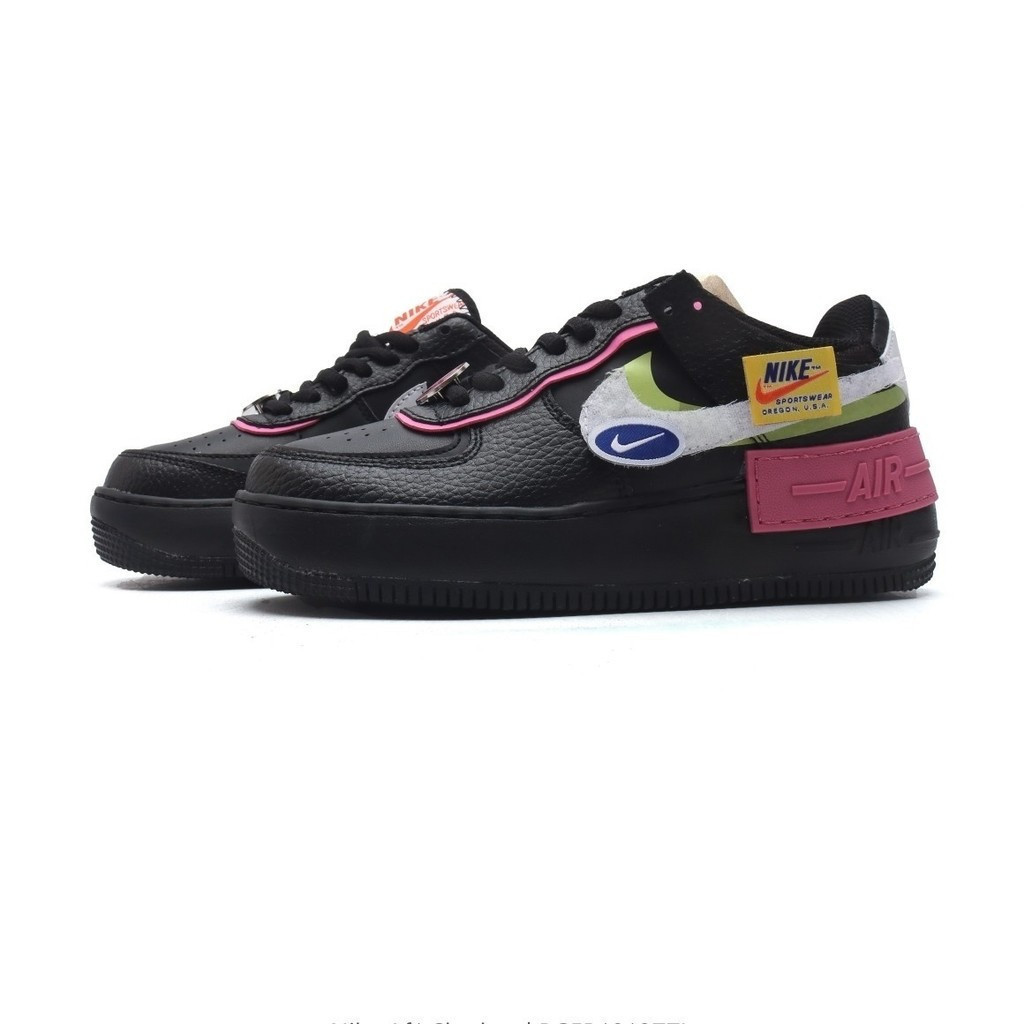 รองเท้าผ้าใบ Lelejia สไตล์.AF1 สำหรับผู้หญิง พร้อมสีดำ สีขาว และสีชมพู