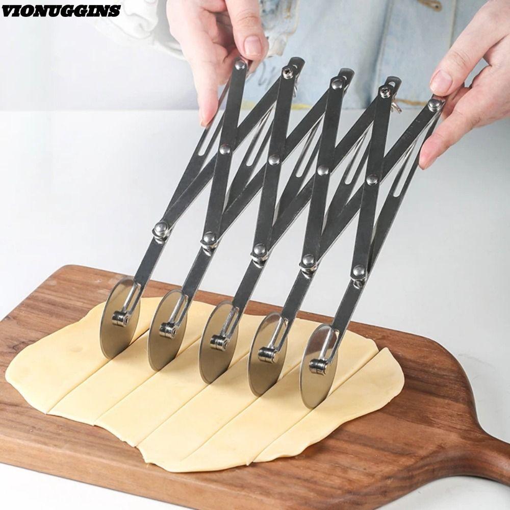 VIONUGGINS Dough Divider, ปรับ 3/5/7 ล้อเครื่องตัดด้านข้าง, Pastry Peeler Roller Blade สแตนเลสเครื่อ
