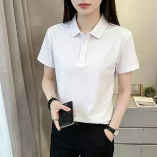 【จัดส่งจากกรุงเทพฯภายใน 24 ชั่วโมง】POLO[ผู้ชายสามารถสวมใส่ผู้หญิงสามารถสวมใส่] เสื้อโปโลสีดำสำหรับสตรี ลายสุนัขจิ้งจอกสี